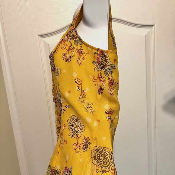 Edward Vintage Women's 100% Silk Floral Sleeveless Ruffle Top Button Up-V Neck M - Picture 10 of 15